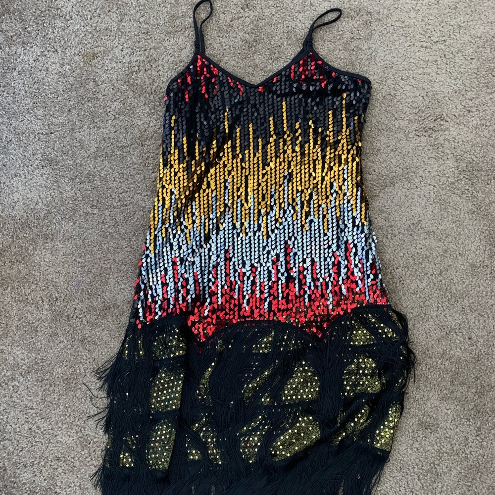 Sequin fringe gatsby dress size xl
